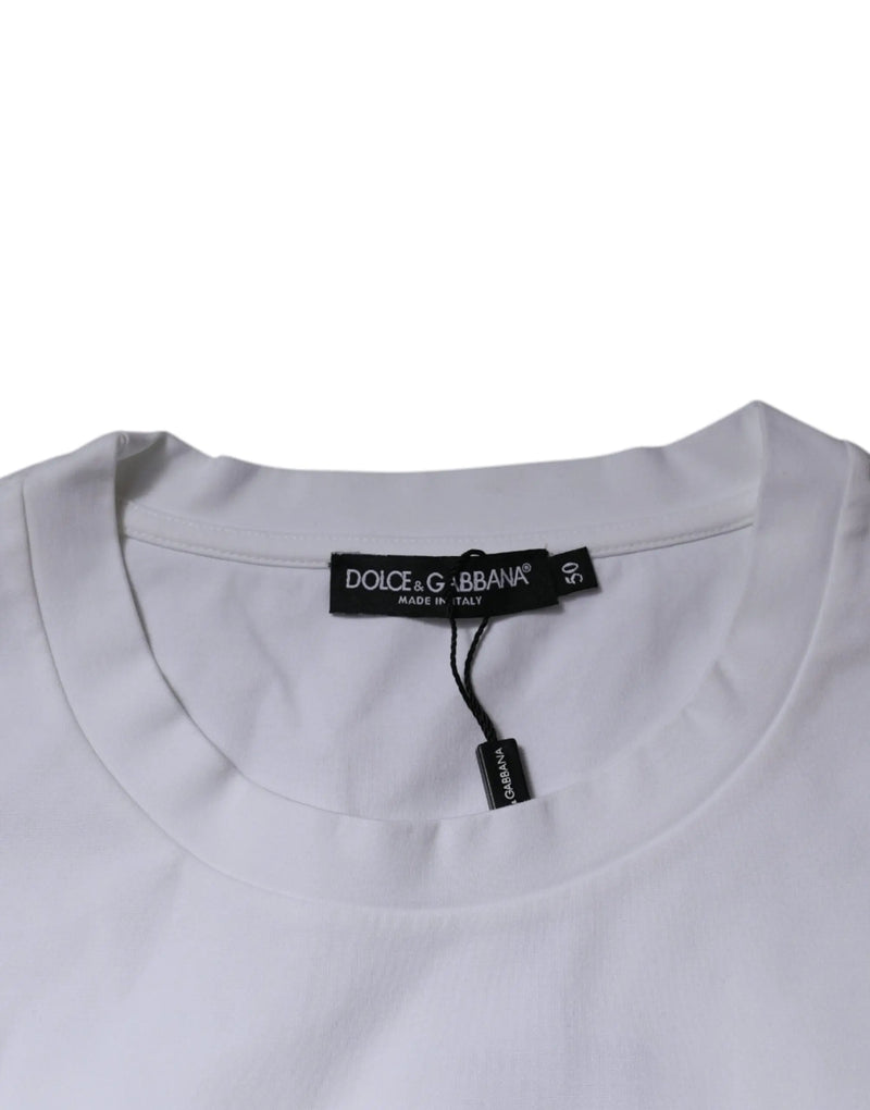 White DG Logo Cotton Crew Neck T-shirt Dolce & Gabbana