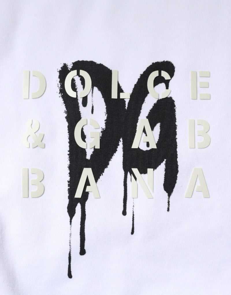 White DG Logo Cotton Crew Neck T-shirt Dolce & Gabbana