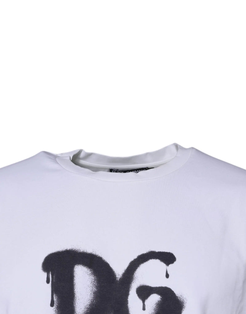 White DG Logo Cotton Crew Neck T-shirt Dolce & Gabbana