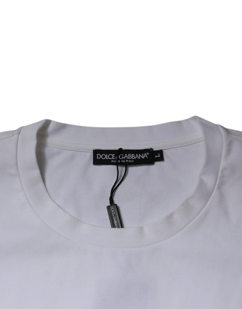 White DG Logo Cotton Crew Neck T-shirt Dolce & Gabbana