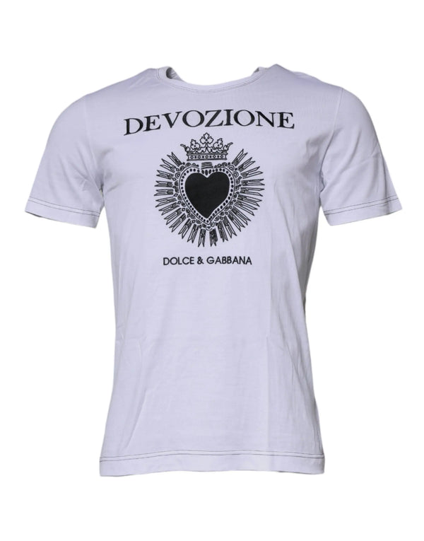 White Devozione Crew Neck Short Sleeve T-shirt Dolce & Gabbana