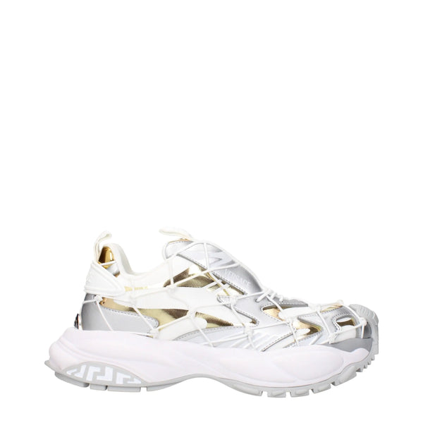 White Fabric Chunky Sneakers Versace