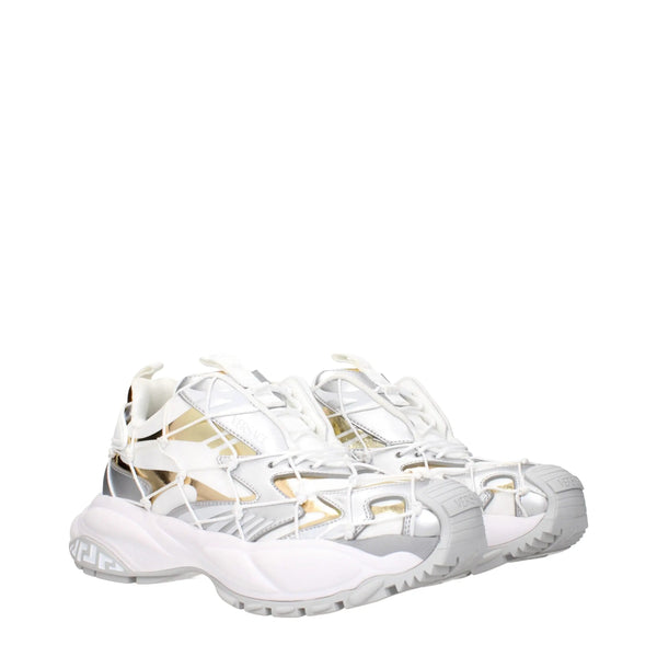 White Fabric Chunky Sneakers Versace
