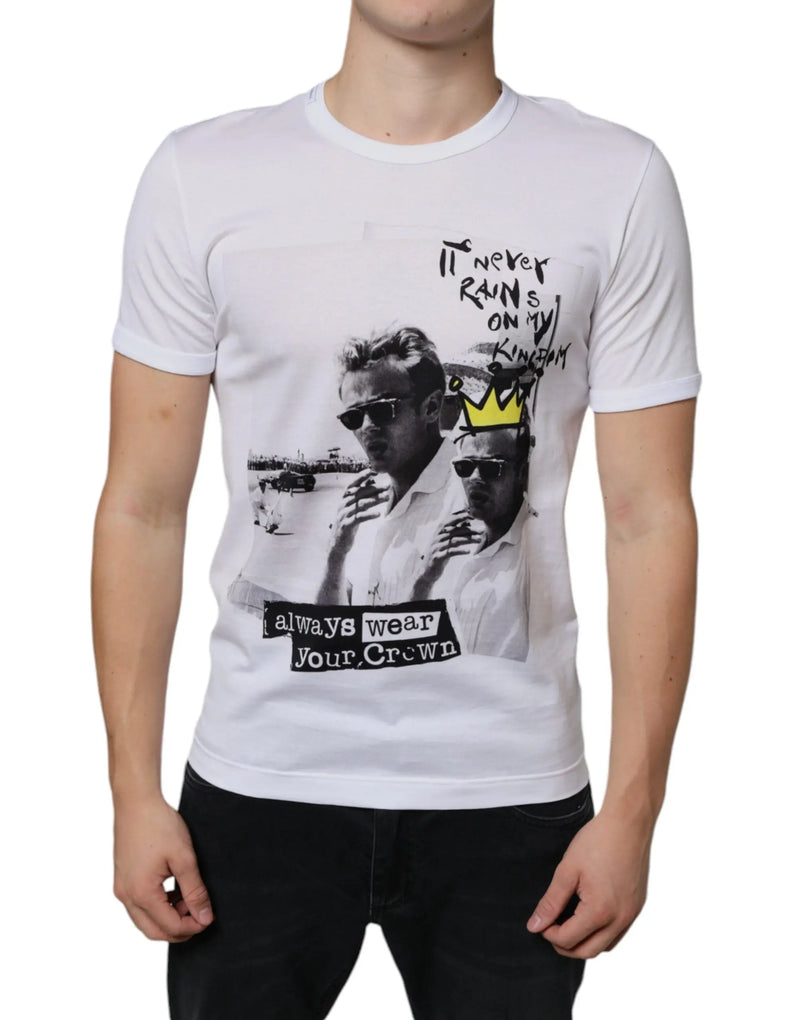 White Graphic Cotton Short Sleeve T-shirt Dolce & Gabbana