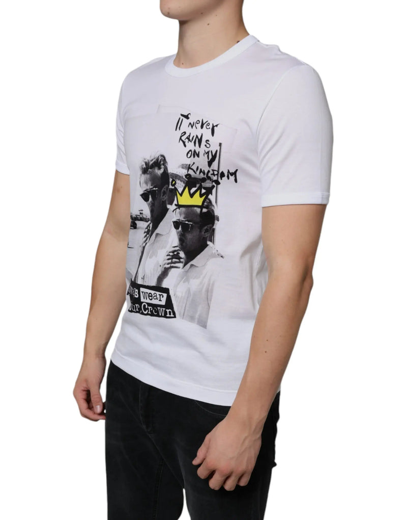 White Graphic Cotton Short Sleeve T-shirt Dolce & Gabbana