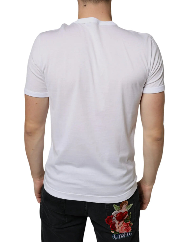 White Graphic Cotton Short Sleeve T-shirt Dolce & Gabbana