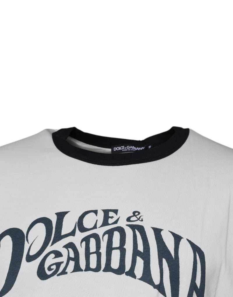 White Graphic Print Cotton Crew Neck T-shirt Dolce & Gabbana