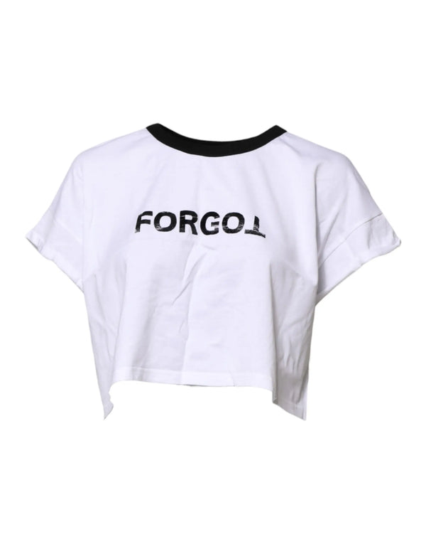 White Graphic Print Crew Neck Cropped T-shirt Dolce & Gabbana