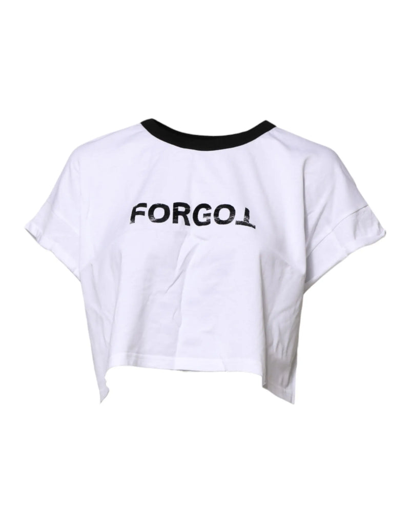 White Graphic Print Crew Neck Cropped T-shirt Dolce & Gabbana