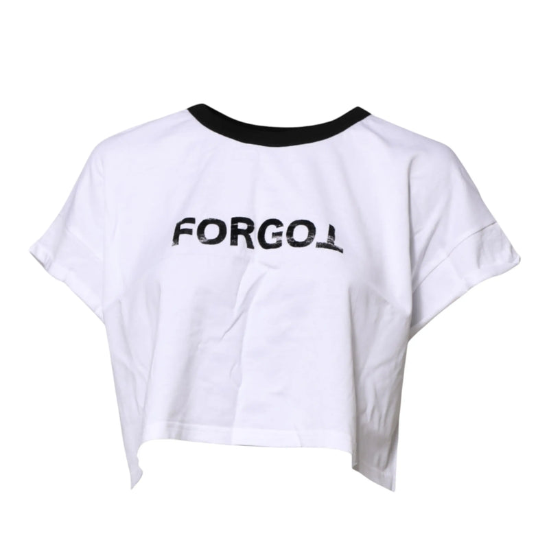 White Graphic Print Crew Neck Cropped T-shirt Dolce & Gabbana