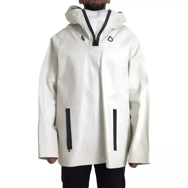 White Leather Men Waterproof Jacket Blouson Bottega Veneta