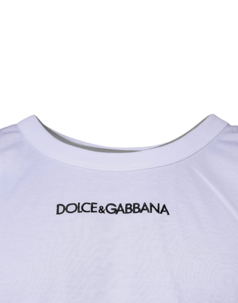 White Logo Cotton Sleeveless Tank T-shirt Dolce & Gabbana