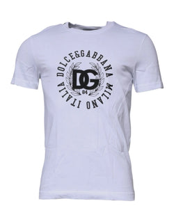 White Logo Print Cotton Crew Neck T-shirt Dolce & Gabbana