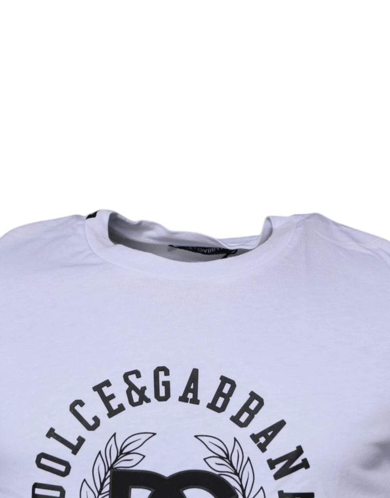 White Logo Print Cotton Crew Neck T-shirt Dolce & Gabbana