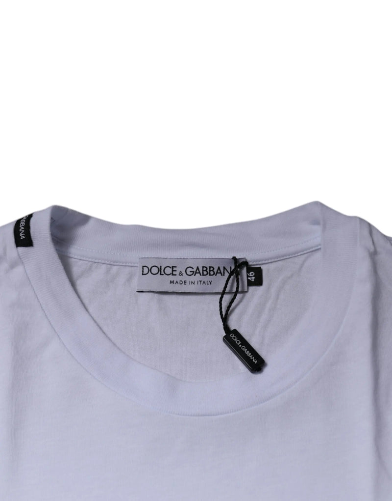 White Logo Print Cotton Crew Neck T-shirt Dolce & Gabbana