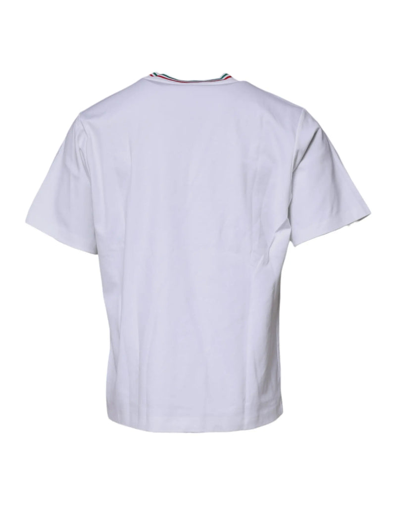 White Logo Print Cotton Crew Neck T-shirt Dolce & Gabbana