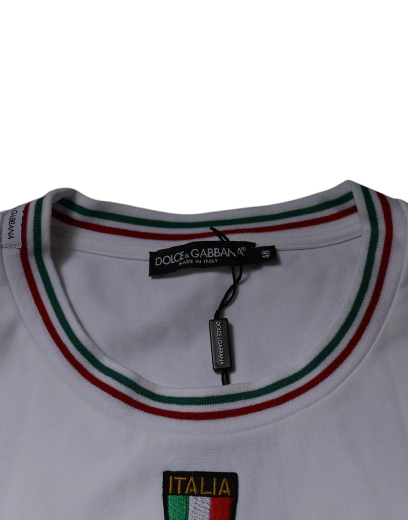 White Logo Print Cotton Crew Neck T-shirt Dolce & Gabbana