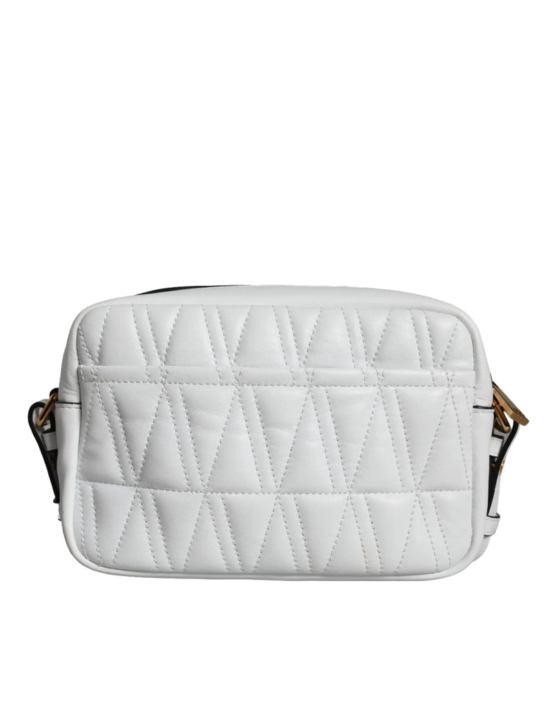 White Quilted Nappa Leather Crossbody Shoulder Bag Versace