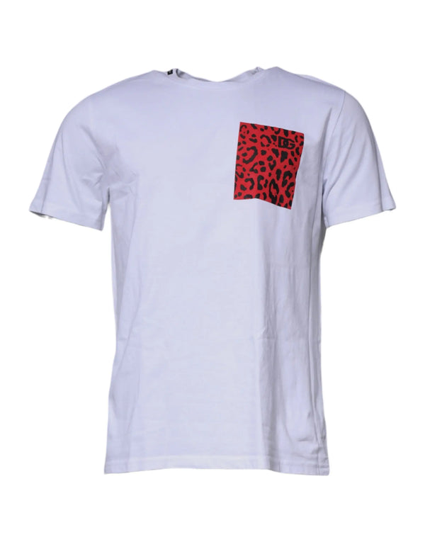 White Red Leopard Cotton Crew Neck T-shirt Dolce & Gabbana