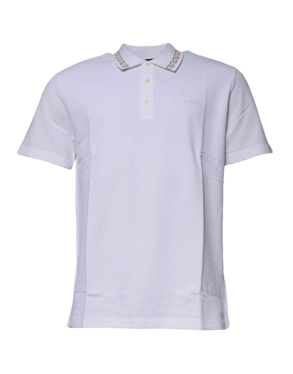 White Viscose Collared Men Polo Short Sleeves T-shirt Versace