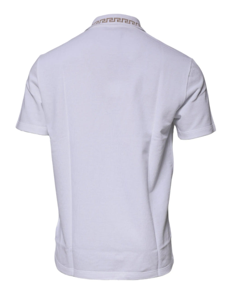 White Viscose Collared Men Polo Short Sleeves T-shirt Versace