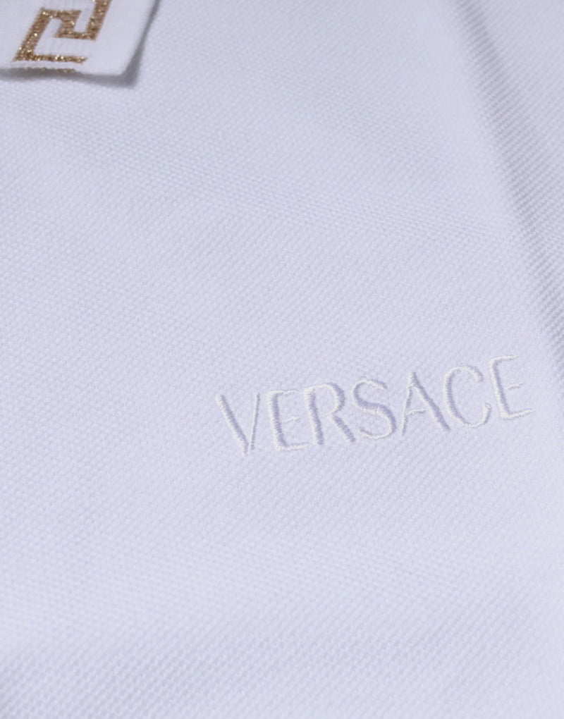 White Viscose Collared Men Polo Short Sleeves T-shirt Versace