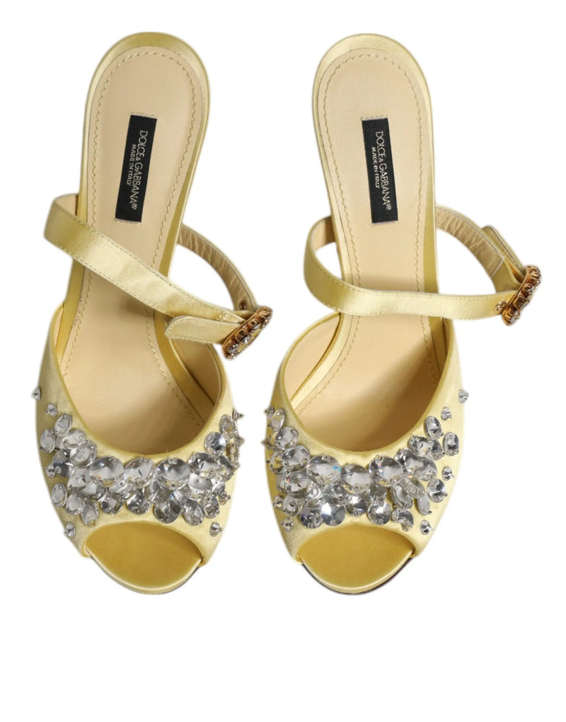 Yellow Crystal Slides KEIRA Sandals Shoes Dolce & Gabbana