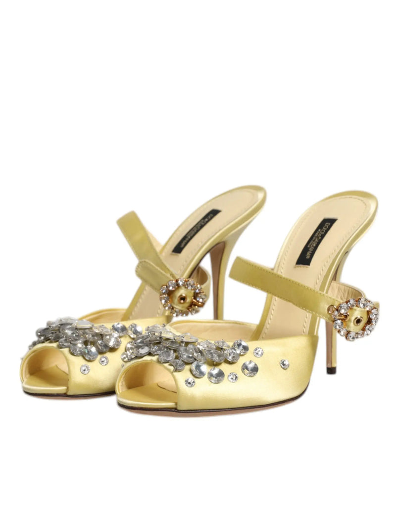 Yellow Crystal Slides KEIRA Sandals Shoes Dolce & Gabbana