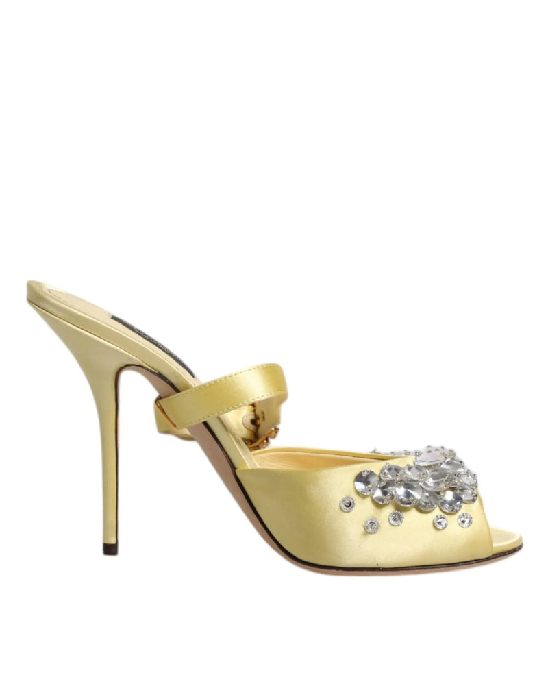 Yellow Crystal Slides KEIRA Sandals Shoes Dolce & Gabbana