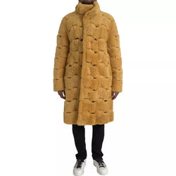 Yellow Wool Long Teddy Coat Jacket Bottega Veneta