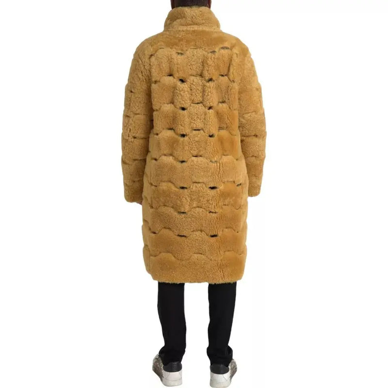 Yellow Wool Long Teddy Coat Jacket Bottega Veneta