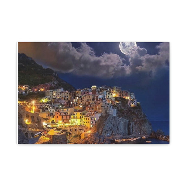 Beautiful Moon over an Italy Mountain Print Printify