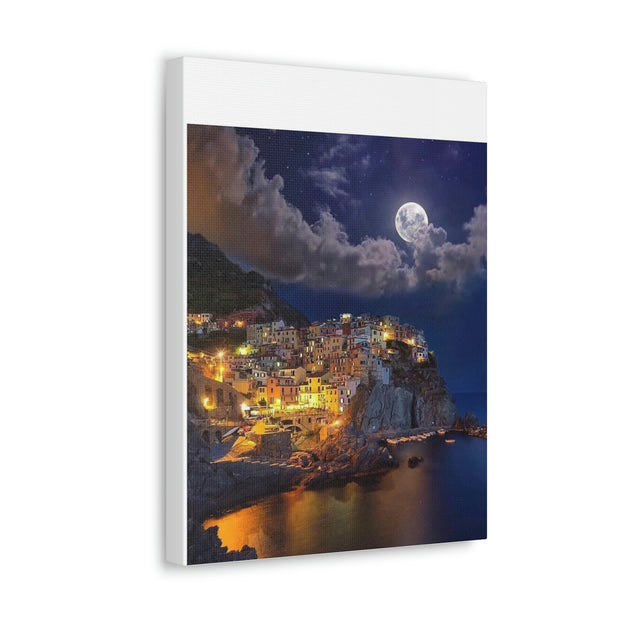 Beautiful Moon over an Italy Mountain Print Printify