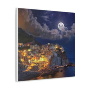 Beautiful Moon over an Italy Mountain Print Printify