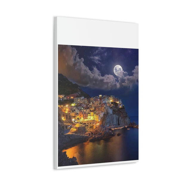 Beautiful Moon over an Italy Mountain Print Printify