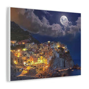 Beautiful Moon over an Italy Mountain Print Printify