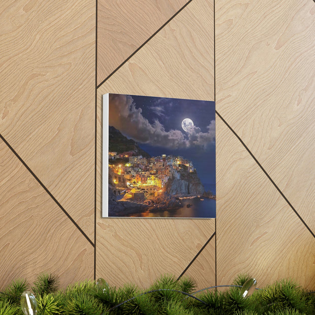 Beautiful Moon over an Italy Mountain Print Printify