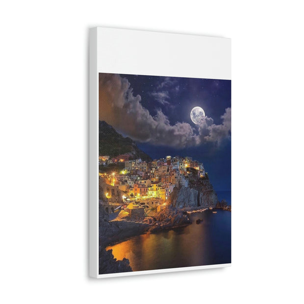 Beautiful Moon over an Italy Mountain Print Printify