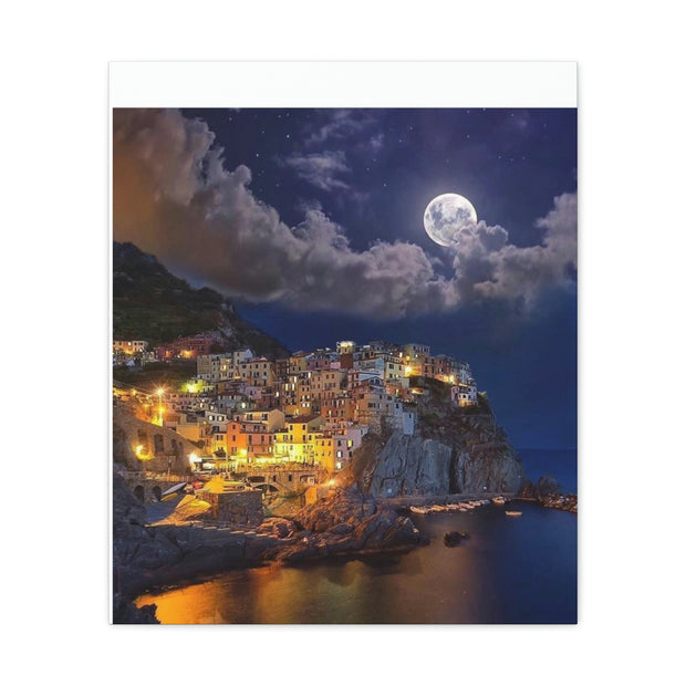 Beautiful Moon over an Italy Mountain Print Printify