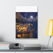 Beautiful Moon over an Italy Mountain Print Printify