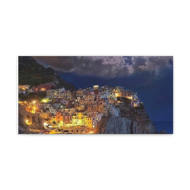 Beautiful Moon over an Italy Mountain Print Printify