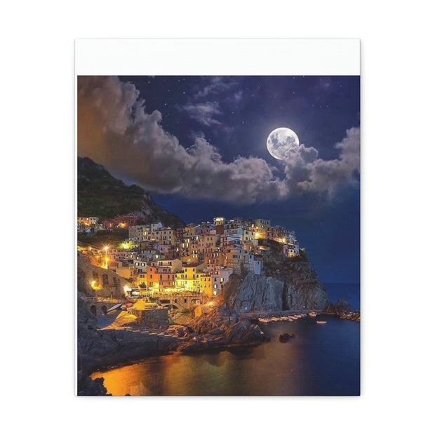 Beautiful Moon over an Italy Mountain Print Printify