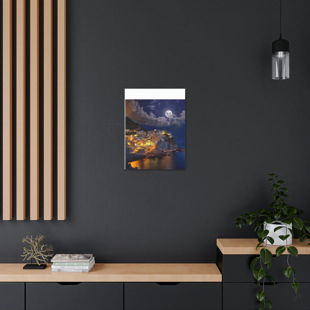 Beautiful Moon over an Italy Mountain Print Printify