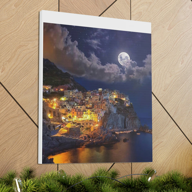 Beautiful Moon over an Italy Mountain Print Printify