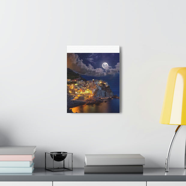 Beautiful Moon over an Italy Mountain Print Printify