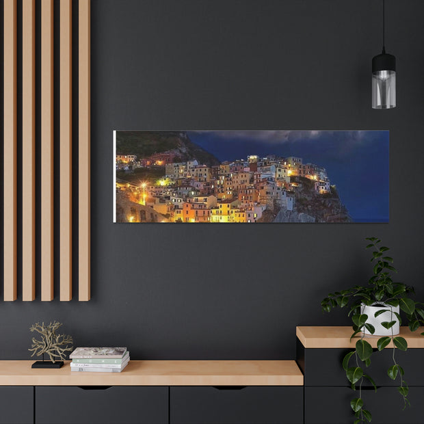 Beautiful Moon over an Italy Mountain Print Printify