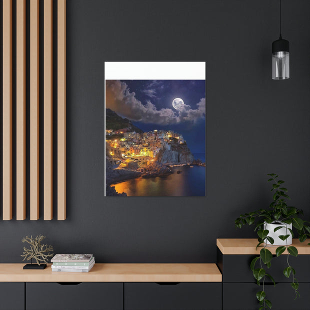 Beautiful Moon over an Italy Mountain Print Printify