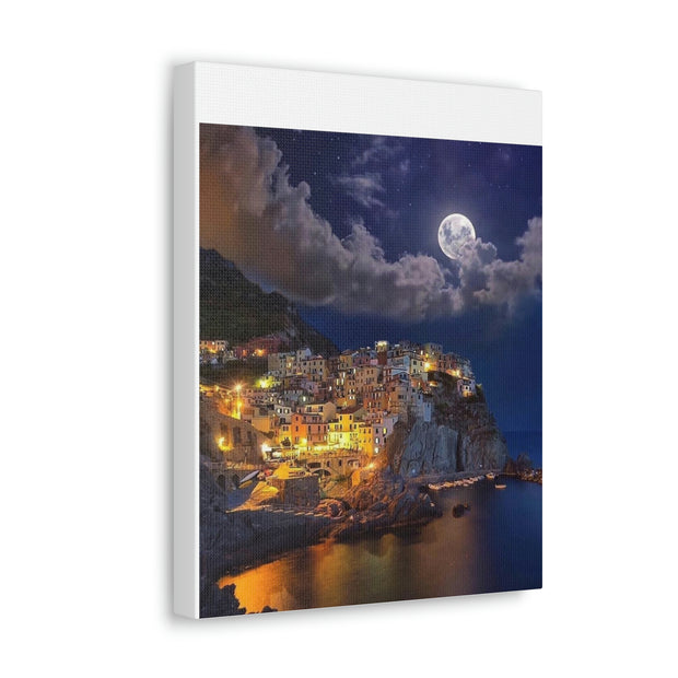 Beautiful Moon over an Italy Mountain Print Printify