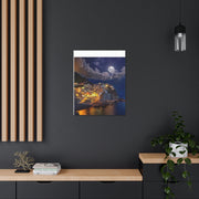 Beautiful Moon over an Italy Mountain Print Printify