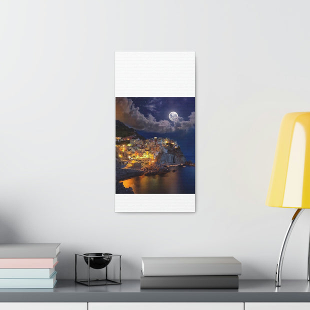 Beautiful Moon over an Italy Mountain Print Printify